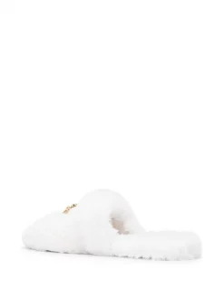 Versace Chaussons Palazzo à Plaque Logo Z1001 WHITE -Pas Cher Versace Boutique 16809876 35775716 600