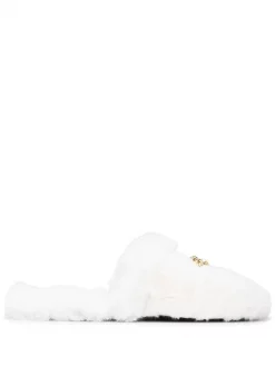 Versace Chaussons Palazzo à Plaque Logo Z1001 WHITE