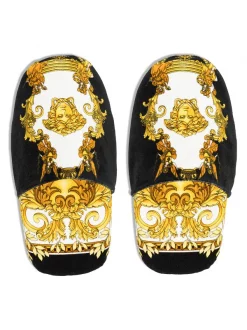 Versace Z7038 Chaussons En Velours à Imprimé Barocco Femme -Pas Cher Versace Boutique 16813850 34011000 600