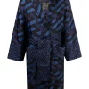 Versace Peignoir La Greca En Soie à Motif Monogrammé Z7404 BLACK/ BLUE