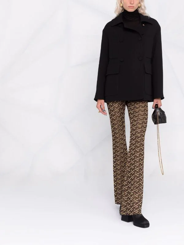 Versace Manteau à Simple Boutonnage 1B000 BLACK 2 Versace Manteau à Simple Boutonnage 1B000 BLACK – Image 2