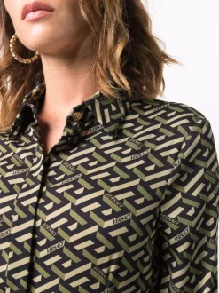 Versace Chemise En Soie à Imprimé Géométrique Femme -Pas Cher Versace Boutique 16816870 34796916 600