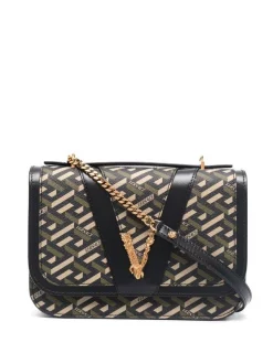( Access Edit ) Versace Sac à Bandoulière à Motif Greca 5B15V - NERO ORO KAKI