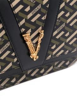 ( Access Edit ) Versace Sac à Bandoulière à Motif Greca 5B15V - NERO ORO KAKI -Pas Cher Versace Boutique 16816878 36281662 600