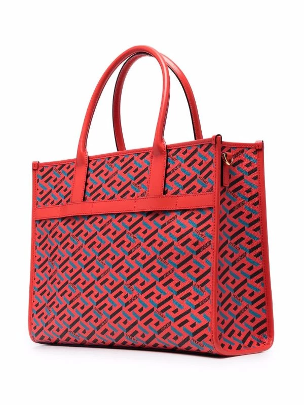 Versace 5R08V ORANGE PEEL+ REGAL BLUE + VERSACE GOLD Sac Cabas à Imprimé La Greca Femme 3 Versace 5R08V ORANGE PEEL+ REGAL BLUE + VERSACE GOLD Sac Cabas à Imprimé La Greca Femme – Image 3