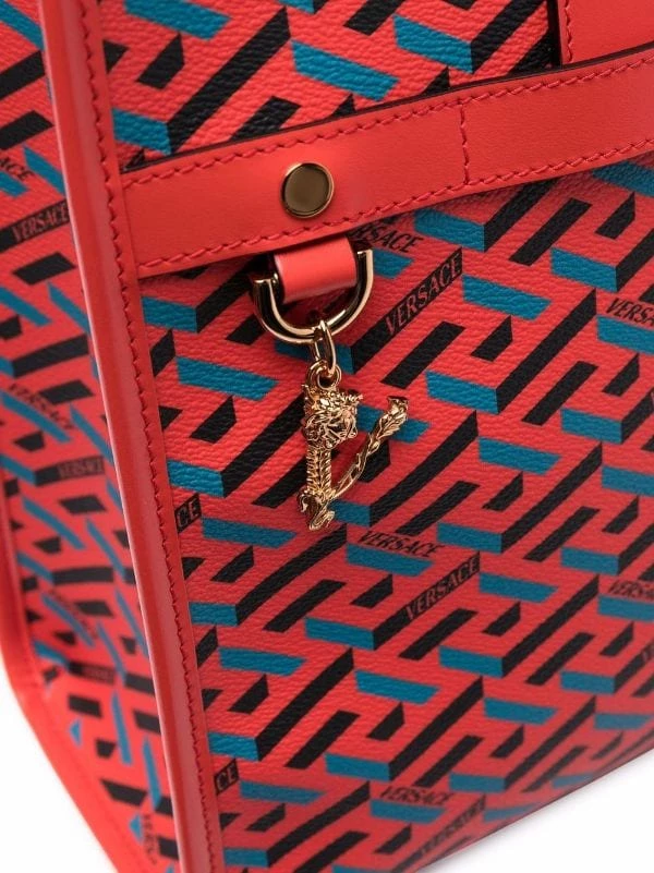 Versace 5R08V ORANGE PEEL+ REGAL BLUE + VERSACE GOLD Sac Cabas à Imprimé La Greca Femme 4 Versace 5R08V ORANGE PEEL+ REGAL BLUE + VERSACE GOLD Sac Cabas à Imprimé La Greca Femme – Image 4