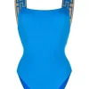 ( Positively Conscious ) Versace 1V390 BLUE Maillot De Bain à Motif Greca Femme