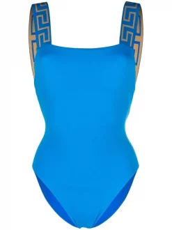 ( Positively Conscious ) Versace 1V390 BLUE Maillot De Bain à Motif Greca Femme