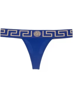 ( Positively Conscious ) Versace String En Coton à Imprimé Greca A1343 BLUE