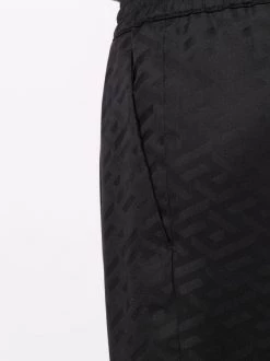 Versace Pantalon En Satin à Logo Brodé 1B000 BLACK -Pas Cher Versace Boutique 16816933 34325659 600