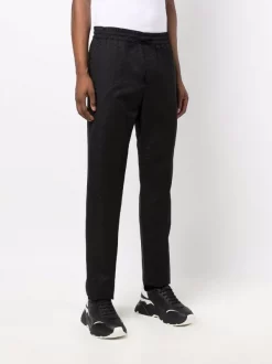 Versace Pantalon En Satin à Logo Brodé 1B000 BLACK -Pas Cher Versace Boutique 16816933 34327008 600