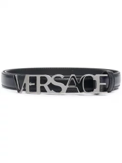 Versace 1B00E BLACK Ceinture à Boucle Logo Homme