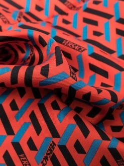 Versace 5R080 ORANGEPEEL+REGAL BLUE écharpe En Soie à Logo Imprimé Femme -Pas Cher Versace Boutique 16816951 34805569 600