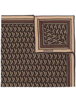 Versace 5B090 BLACK+GOLD écharpe En Maille à Motif Monogrammé Homme