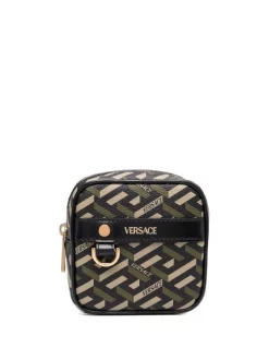 Versace Pochette La Greca à Logo Imprimé 5B15V NERO+KAKI-ORO VERSACE