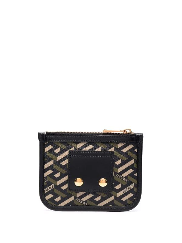 Versace Porte-monnaie à Motif La Greca 5B15V NERO+KAKI-ORO VERSACE 2 Versace Porte-monnaie à Motif La Greca 5B15V NERO+KAKI-ORO VERSACE – Image 2
