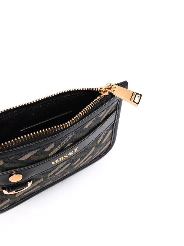 Versace Porte-monnaie à Motif La Greca 5B15V NERO+KAKI-ORO VERSACE 3 Versace Porte-monnaie à Motif La Greca 5B15V NERO+KAKI-ORO VERSACE – Image 3