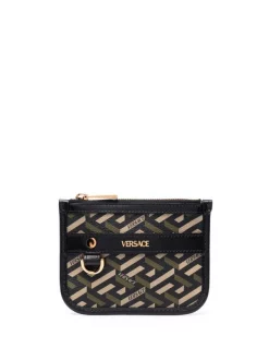 Versace Porte-monnaie à Motif La Greca 5B15V NERO+KAKI-ORO VERSACE