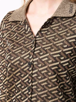 Versace Chemise La Greca En Maille Métallisée 5B090 BLACK+GOLD -Pas Cher Versace Boutique 16817225 34890833 600