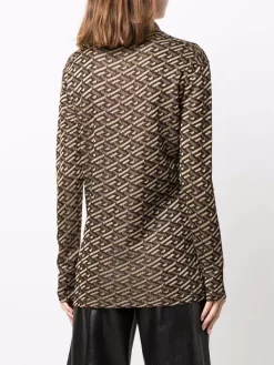 Versace Chemise La Greca En Maille Métallisée 5B090 BLACK+GOLD -Pas Cher Versace Boutique 16817225 34891689 600