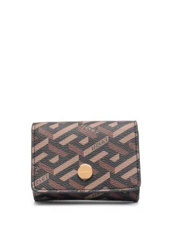 Versace Portefeuille à Imprimé La Greca 5B17V NERO + CARAMEL - ORO VERSACE