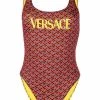 ( Positively Conscious ) Versace 5R080 ORANGEPEEL+REGAL BLUE Maillot De Bain à Imprimé Géométrique Femme