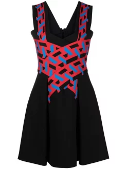 Versace Robe La Greca Courte Sans Manches 1B000 BLACK