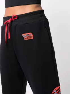 Versace Pantalon De Jogging à Imprimé La Greca 5B250 BLACK+ORANGE -Pas Cher Versace Boutique 16817296 35616035 600