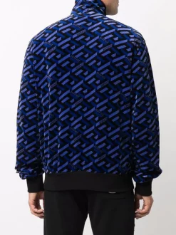 Versace Veste Zippée à Imprimé Graphique 2U340 BLU+NERO -Pas Cher Versace Boutique 16817322 35518336 600