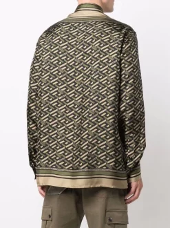 Versace Chemise En Soie à Imprimé Géométrique 5B160 BLACK MILITARY -Pas Cher Versace Boutique 16817333 34805164 600