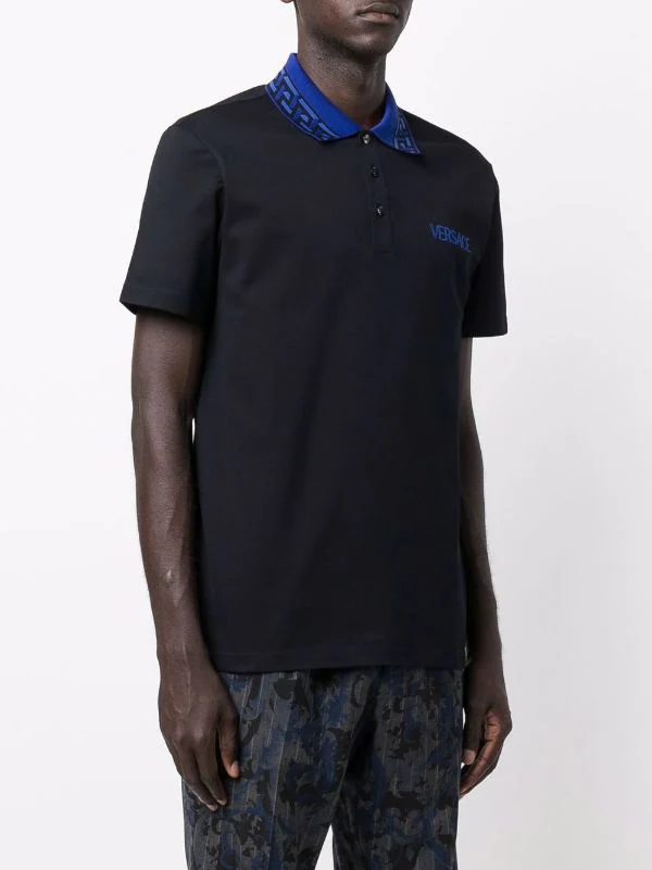Versace Polo En Maille Intarsia à Manches Courtes 1U610 BLUE 2 Versace Polo En Maille Intarsia à Manches Courtes 1U610 BLUE – Image 2