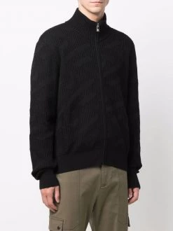 Versace 1B000 BLACK Cardigan En Maille Nervurée Homme -Pas Cher Versace Boutique 16817343 34788274 600