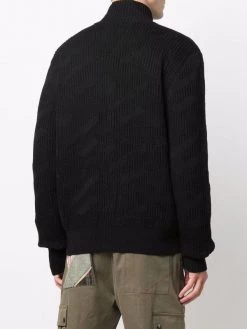 Versace 1B000 BLACK Cardigan En Maille Nervurée Homme -Pas Cher Versace Boutique 16817343 34788276 600