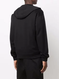 ( Positively Conscious ) Versace 1B000 BLACK Hoodie Zippé à Logo Imprimé Homme -Pas Cher Versace Boutique 16817345 34802837 600