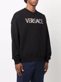 Versace Sweat En Coton à Logo Brodé 1B000 BLACK -Pas Cher Versace Boutique 16817352 35028082 600
