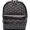 Versace 5B05E Black+Gray-Ruthenium Sac à Dos En Cuir à Logo Imprimé Homme