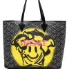 Versace 5B05E Black+Gray-Ruthenium Sac Cabas Medusa Smiley Homme