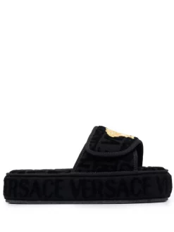 Versace Claquettes à Logo Embossé Z4800 BLACK
