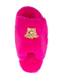 Versace Z1268 FUXIA Claquettes Medusa Head En Fourrure Artificielle Homme -Pas Cher Versace Boutique 16818063 35966969 600