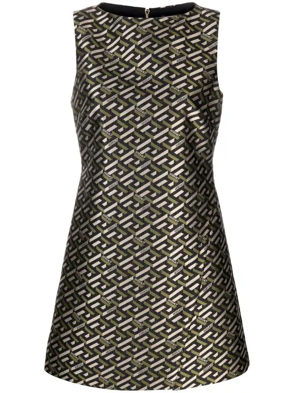 Versace 2B450 Robe évasée à Motif En Jacquard Femme 1 Versace 2B450 Robe évasée à Motif En Jacquard Femme