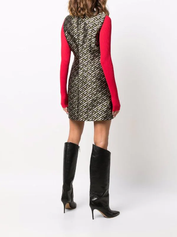 Versace 2B450 Robe évasée à Motif En Jacquard Femme 4 Versace 2B450 Robe évasée à Motif En Jacquard Femme – Image 4