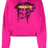 Versace 2P040 FUXIA+MULTICOLOR Hoodie Crop Medusa Smile Femme