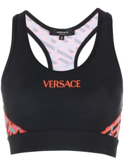 Versace Brassière De Sport à Logo Imprimé 5B250 BLACK+ORANGE