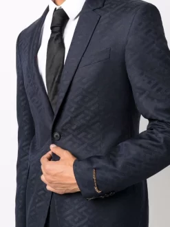 Versace 1U610 NAVY Blazer La Greca à Simple Boutonnage Homme -Pas Cher Versace Boutique 16818261 36593877 600