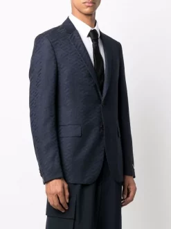 Versace 1U610 NAVY Blazer La Greca à Simple Boutonnage Homme -Pas Cher Versace Boutique 16818261 36594667 600