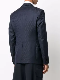 Versace 1U610 NAVY Blazer La Greca à Simple Boutonnage Homme -Pas Cher Versace Boutique 16818261 36594677 600