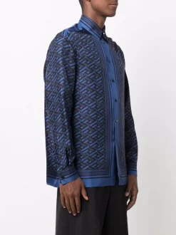 Versace Chemise En Soie La Greca 5U180 BLUE/ BLACK -Pas Cher Versace Boutique 16818270 34891197 600