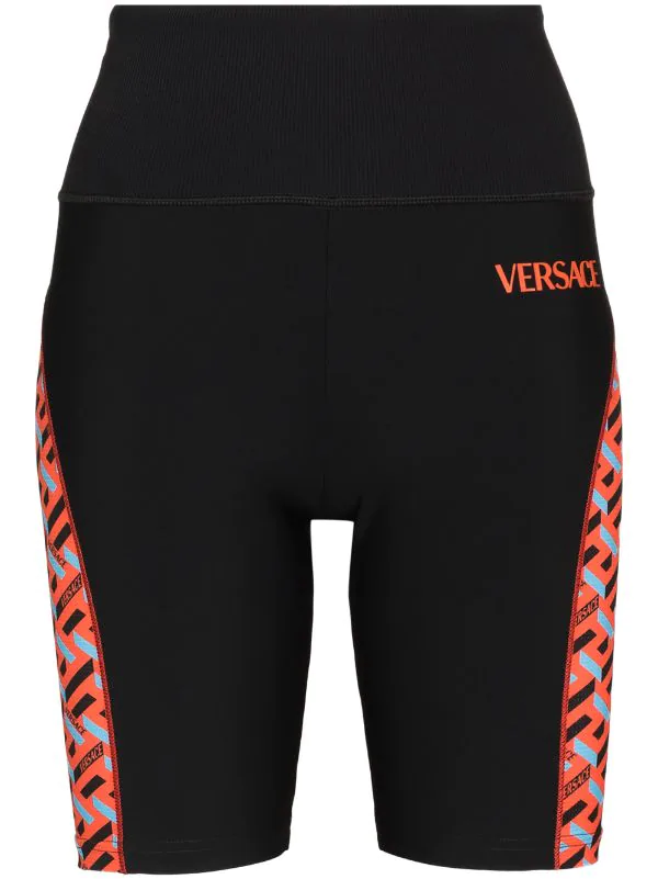 Versace Short De Cyclisme à Imprimé Greca Signature 5B250 NERO+ARANCIO 1 Versace Short De Cyclisme à Imprimé Greca Signature 5B250 NERO+ARANCIO