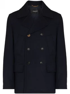 Versace 1U610 BLUE Manteau Medusa à Boutonnière Croisée Homme