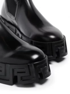 Versace 1B000 BLACK Bottes En Cuir Chelsea Homme -Pas Cher Versace Boutique 16872246 34835047 600